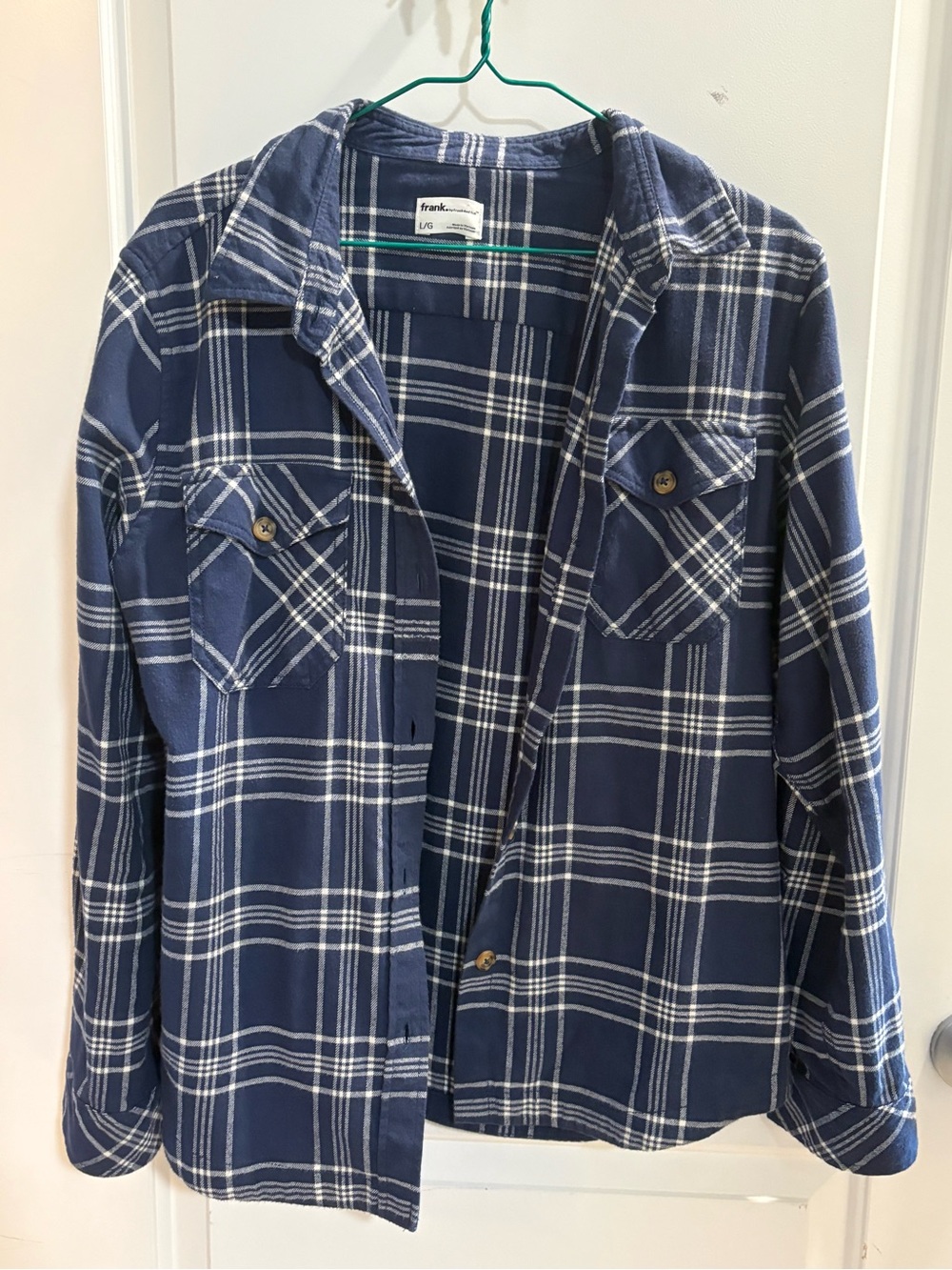 Frank & Oak Navy and White Plaid Button-Down Shirt Jacket - Men